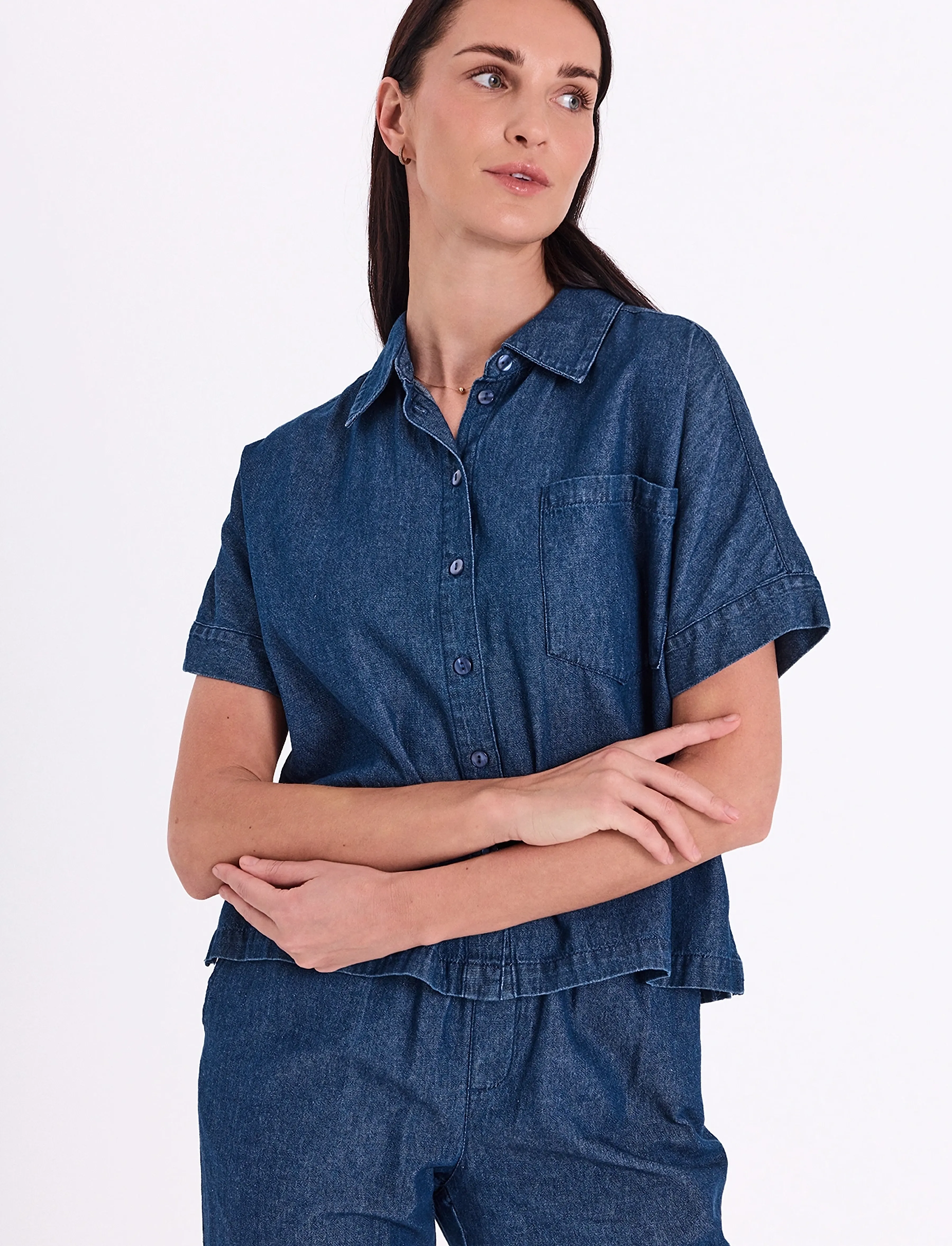 FREE/QUENT FQESRONDA-SHIRT - Shirts - DARK BLUE DENIM / navy