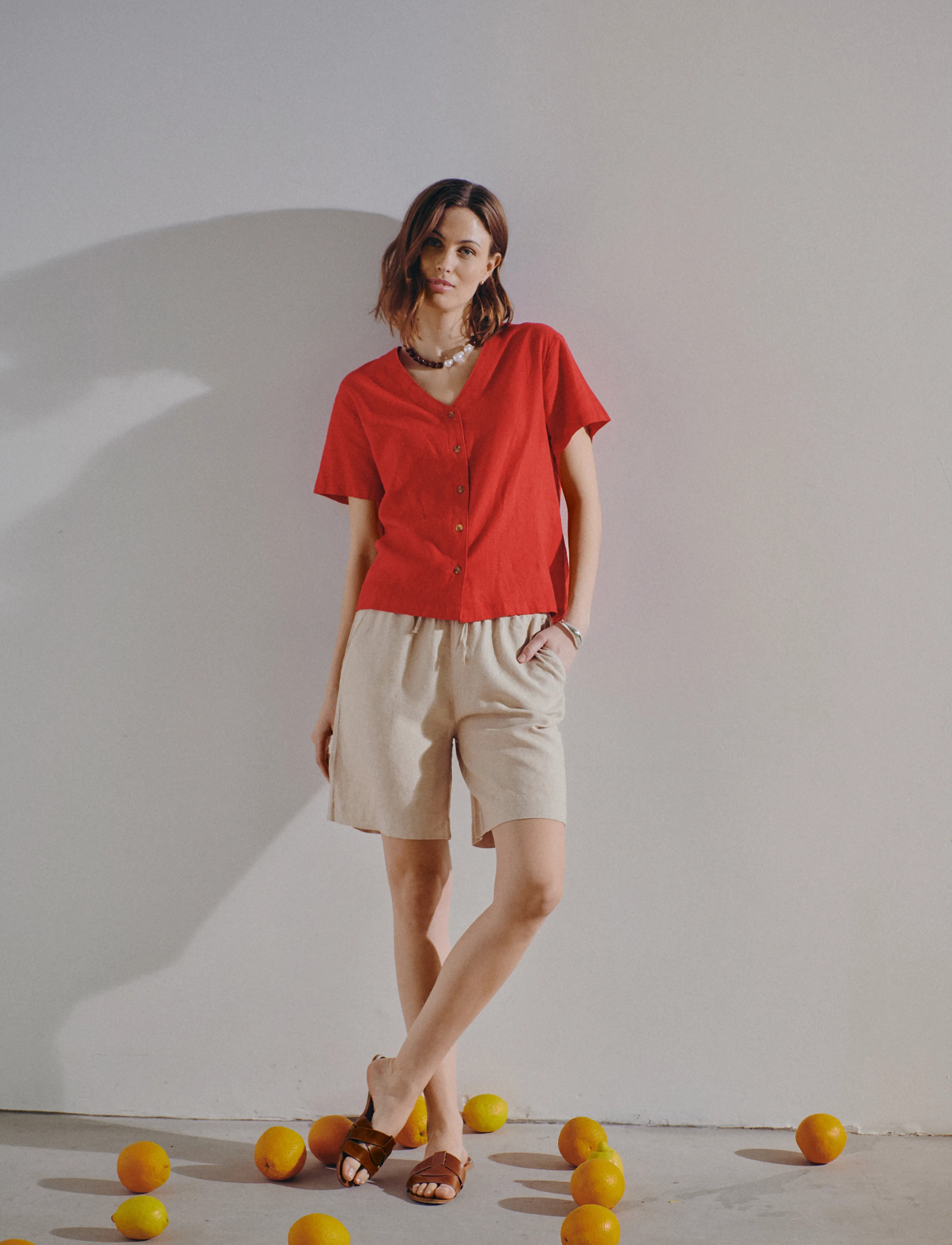 FREE/QUENT FQLAVA-SHIRT - Linased särgid - TRUE RED / red