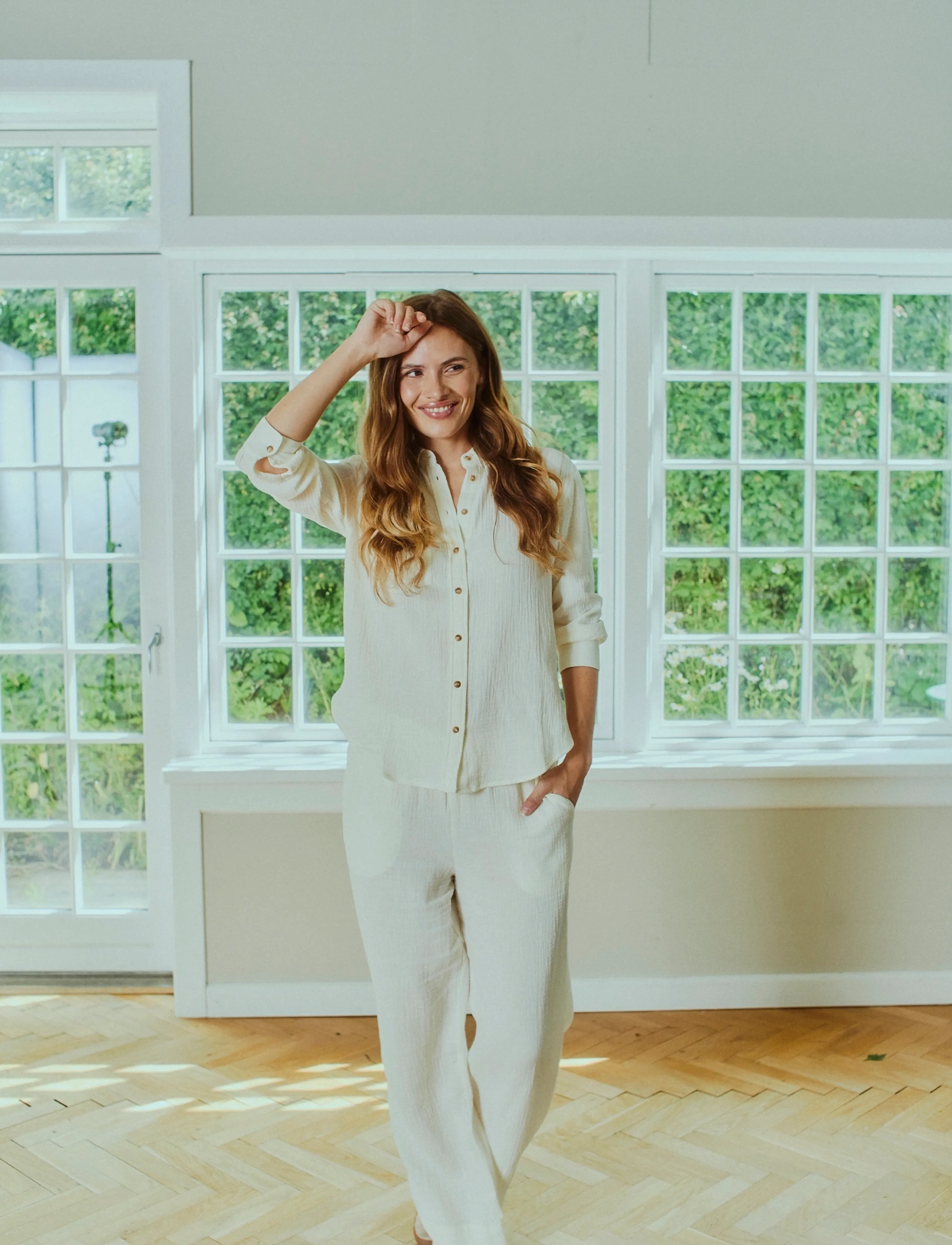 FREE/QUENT - FQESMINGO-PANTS - hosen mit weitem bein - star off-white - 3