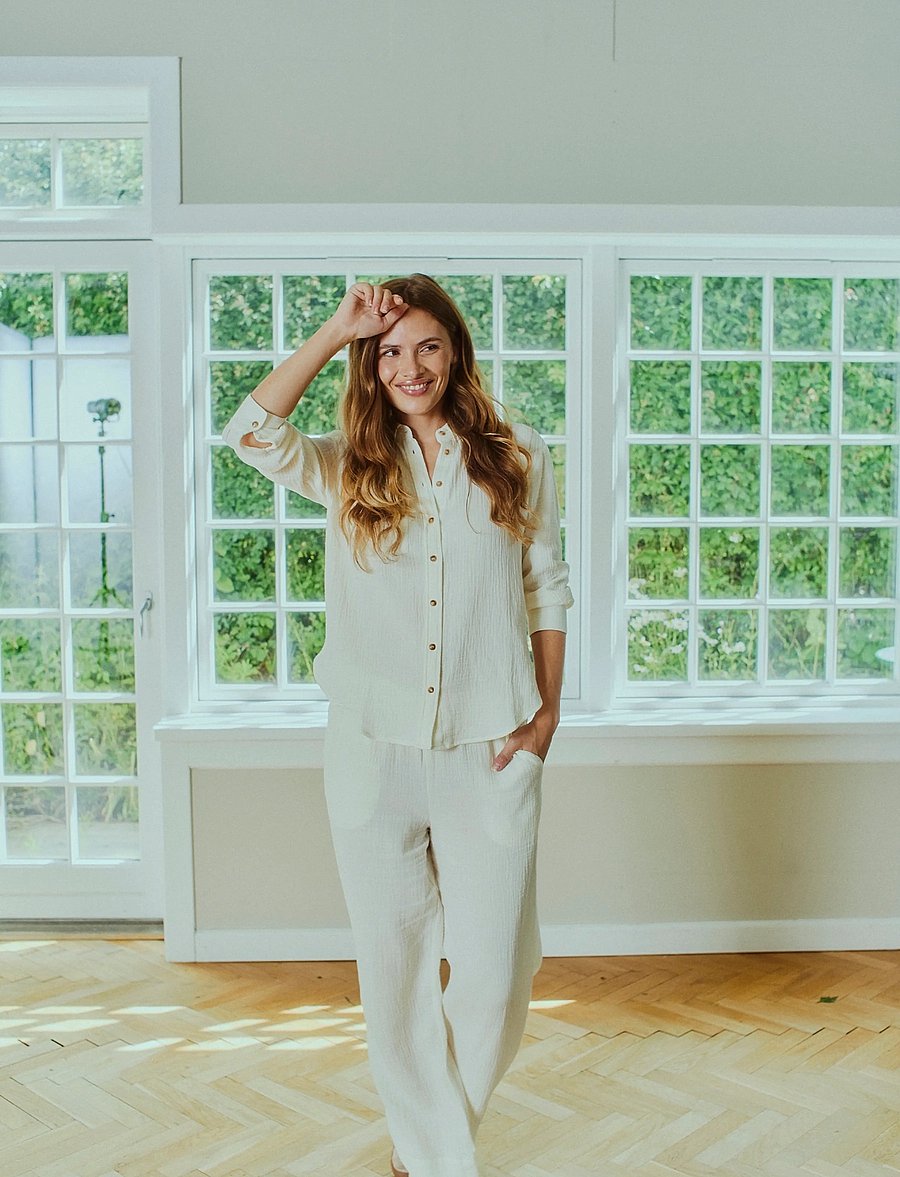 FREE/QUENT - FQESMINGO-PANTS - hosen mit weitem bein - star off-white - 3