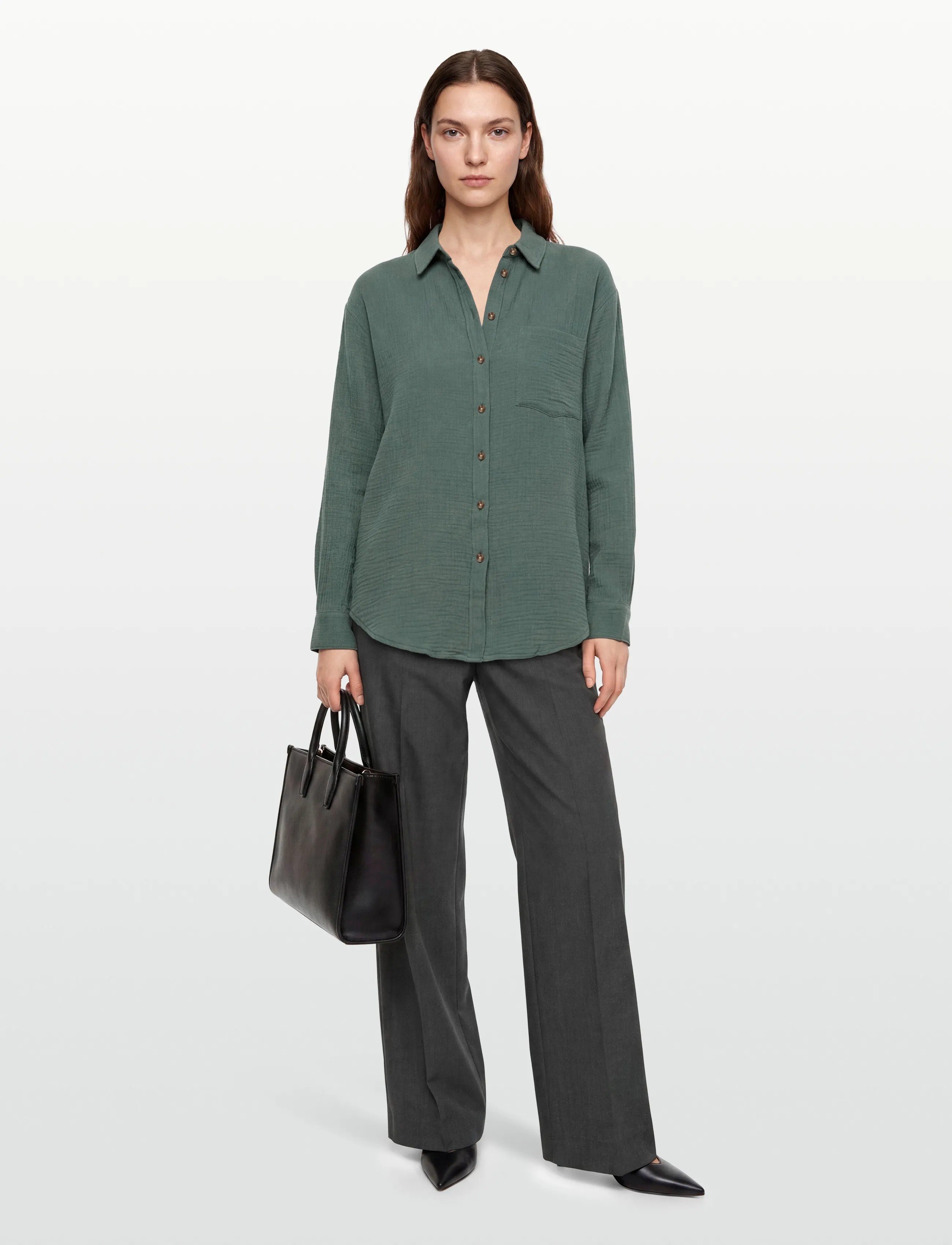 FREE/QUENT - FQESMINGO-SHIRT - long-sleeved shirts - dark forest - 0