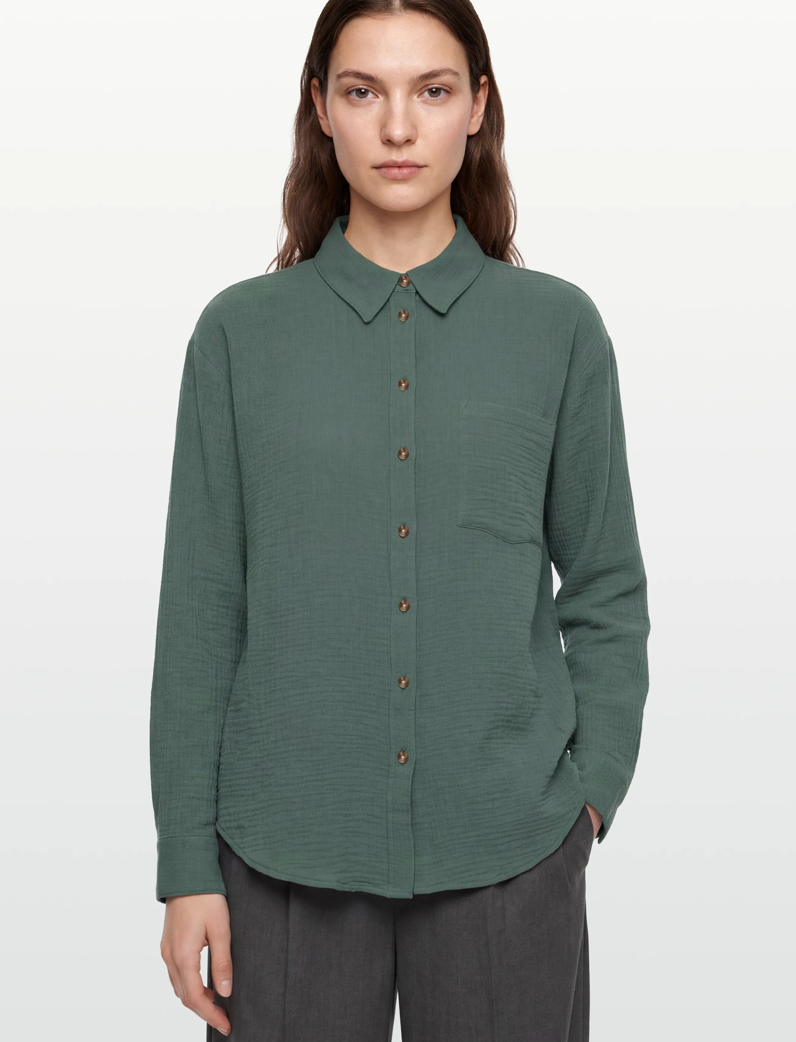 FREE/QUENT - FQESMINGO-SHIRT - long-sleeved shirts - dark forest - 3