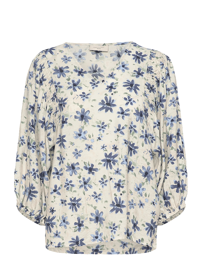 FREE/QUENT - FQJOVI-BLOUSE - langärmlige blusen - moonbeam w. vintage indigo - 1