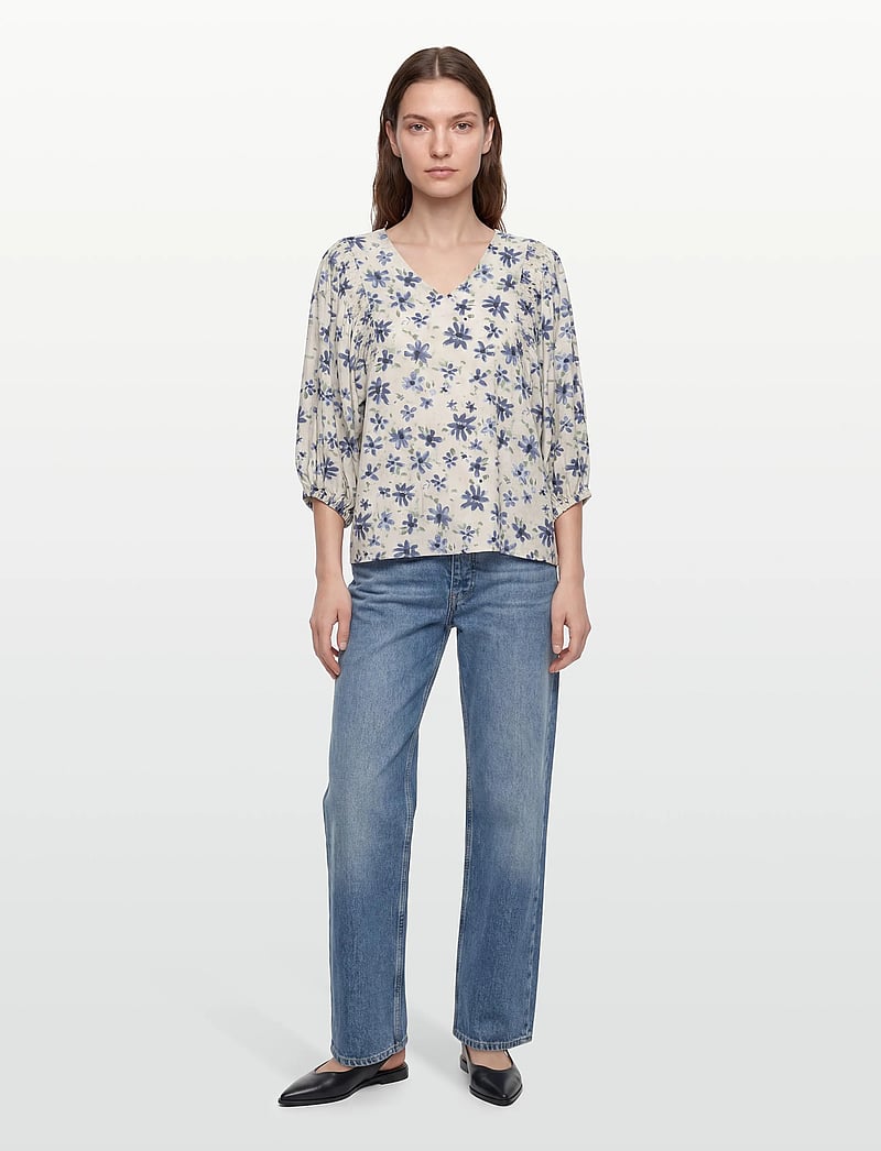 FREE/QUENT - FQJOVI-BLOUSE - langärmlige blusen - moonbeam w. vintage indigo - 0