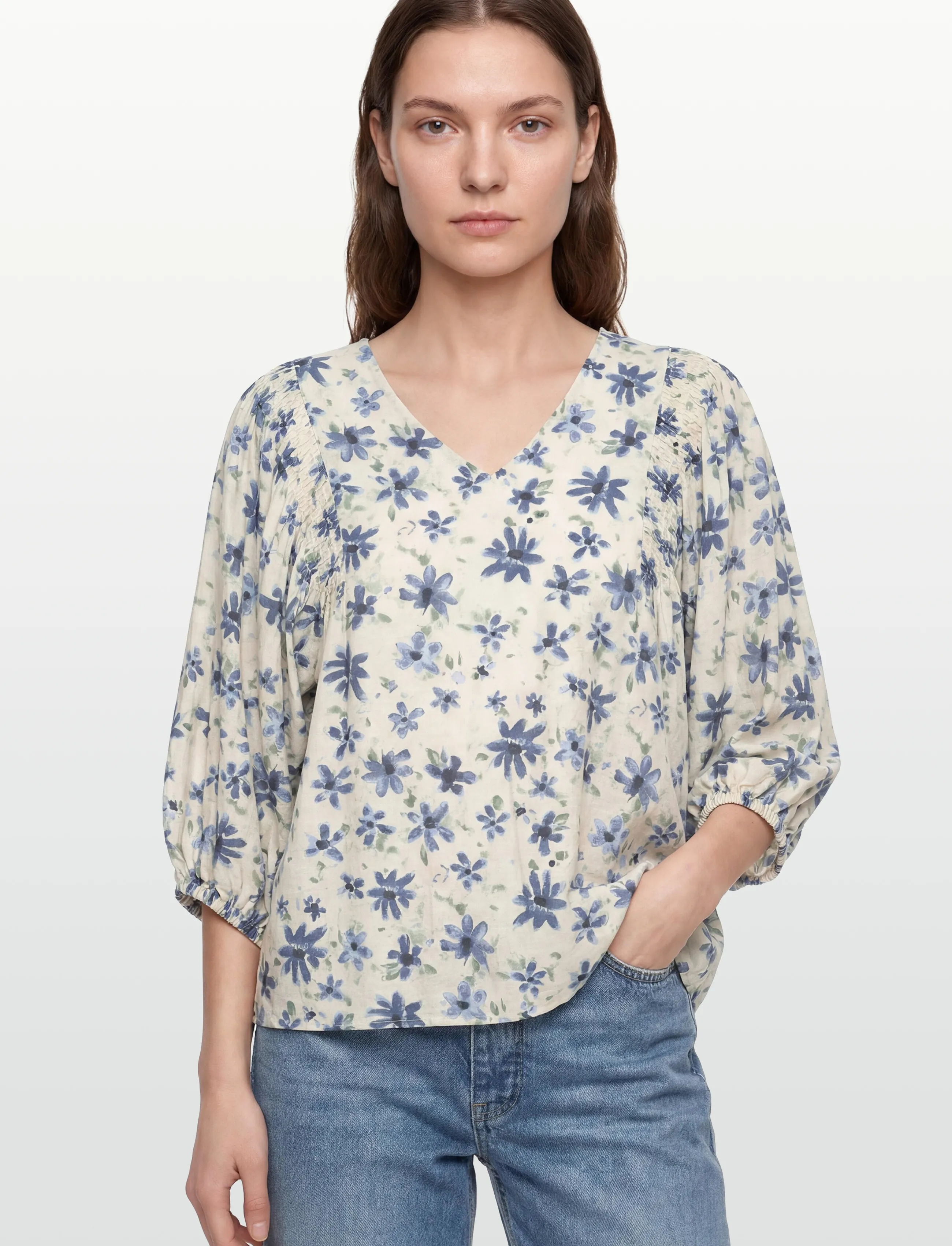 FREE/QUENT - FQJOVI-BLOUSE - pitkähihaiset puserot - moonbeam w. vintage indigo - 3