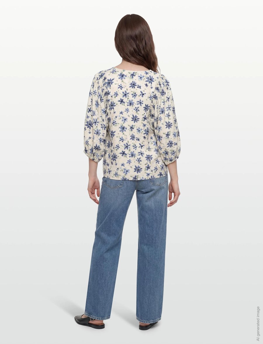 FREE/QUENT - FQJOVI-BLOUSE - langärmelige blusen - moonbeam w. vintage indigo - 4