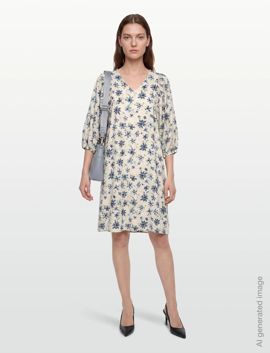 FREE/QUENT - FQJOVI-DRESS - sommerkleider - moonbeam w. vintage indigo - 0