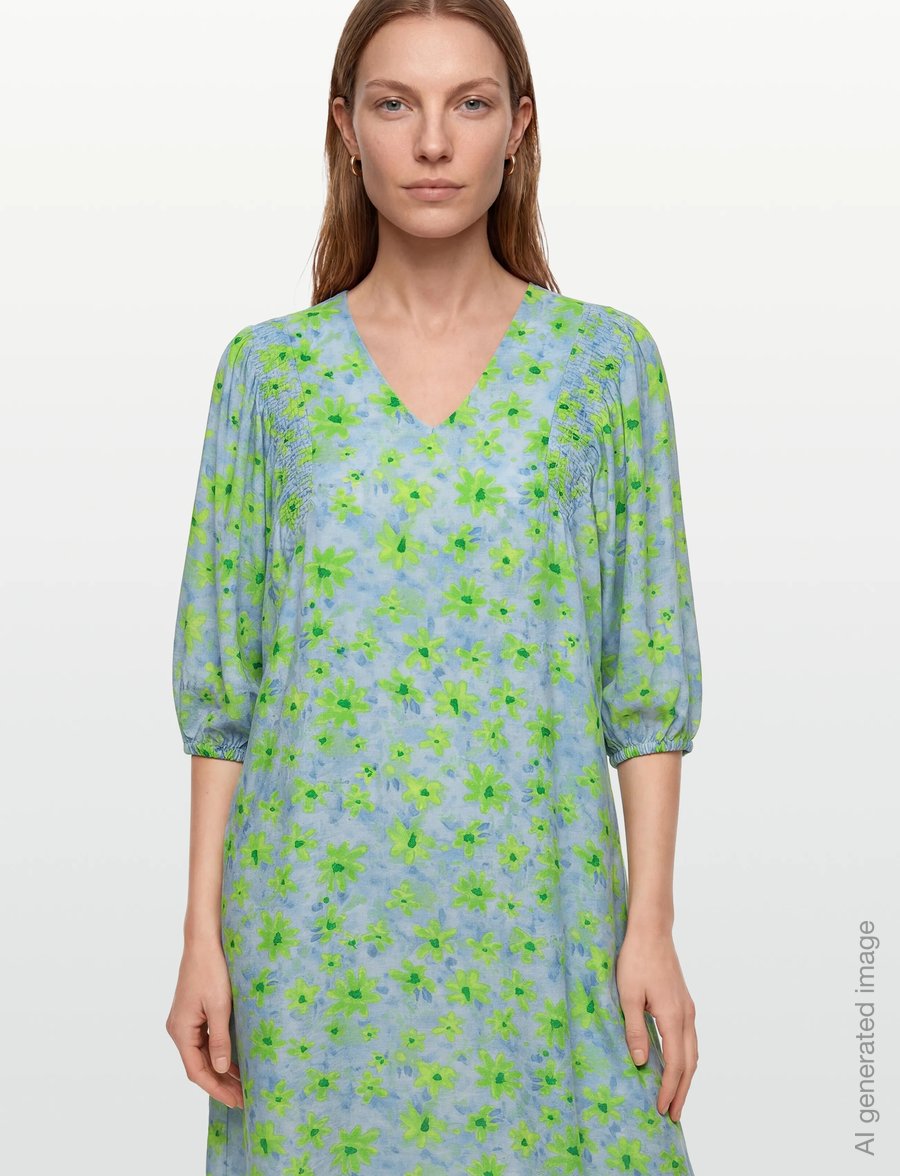 FREE/QUENT - FQJOVI-DRESS - sommerkjoler - blue bell w. sharp green - 3