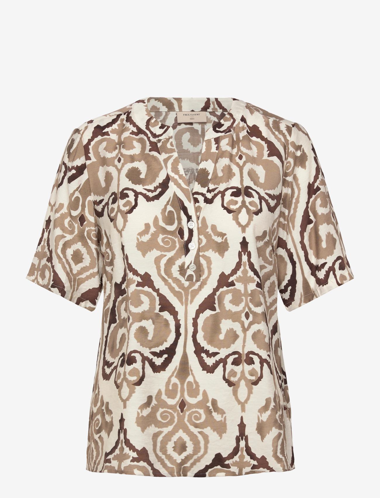 FREE/QUENT - FQESVESPA-BLOUSE - kortærmede bluser - desert taupe w. star off-white - 1
