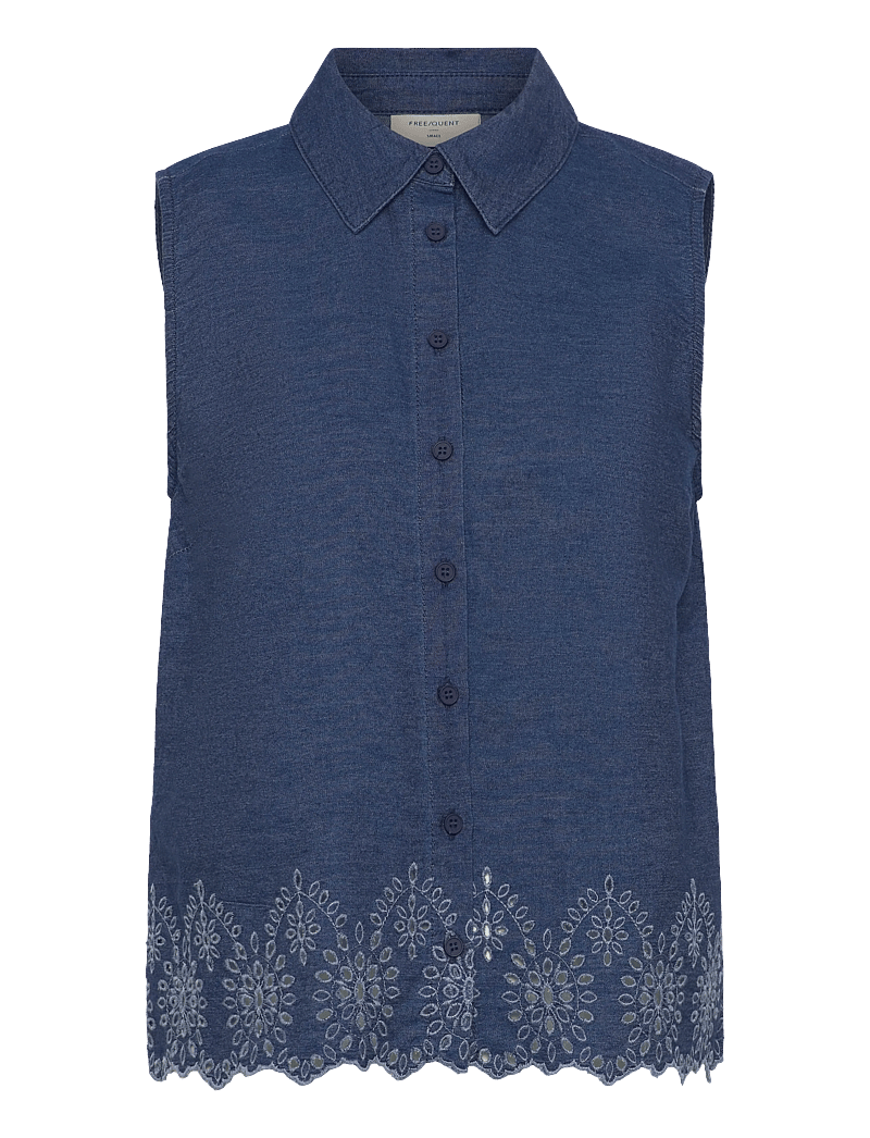FREE/QUENT - FQLINDA-BLOUSE - Ärmellose blusen - dark blue denim - 1