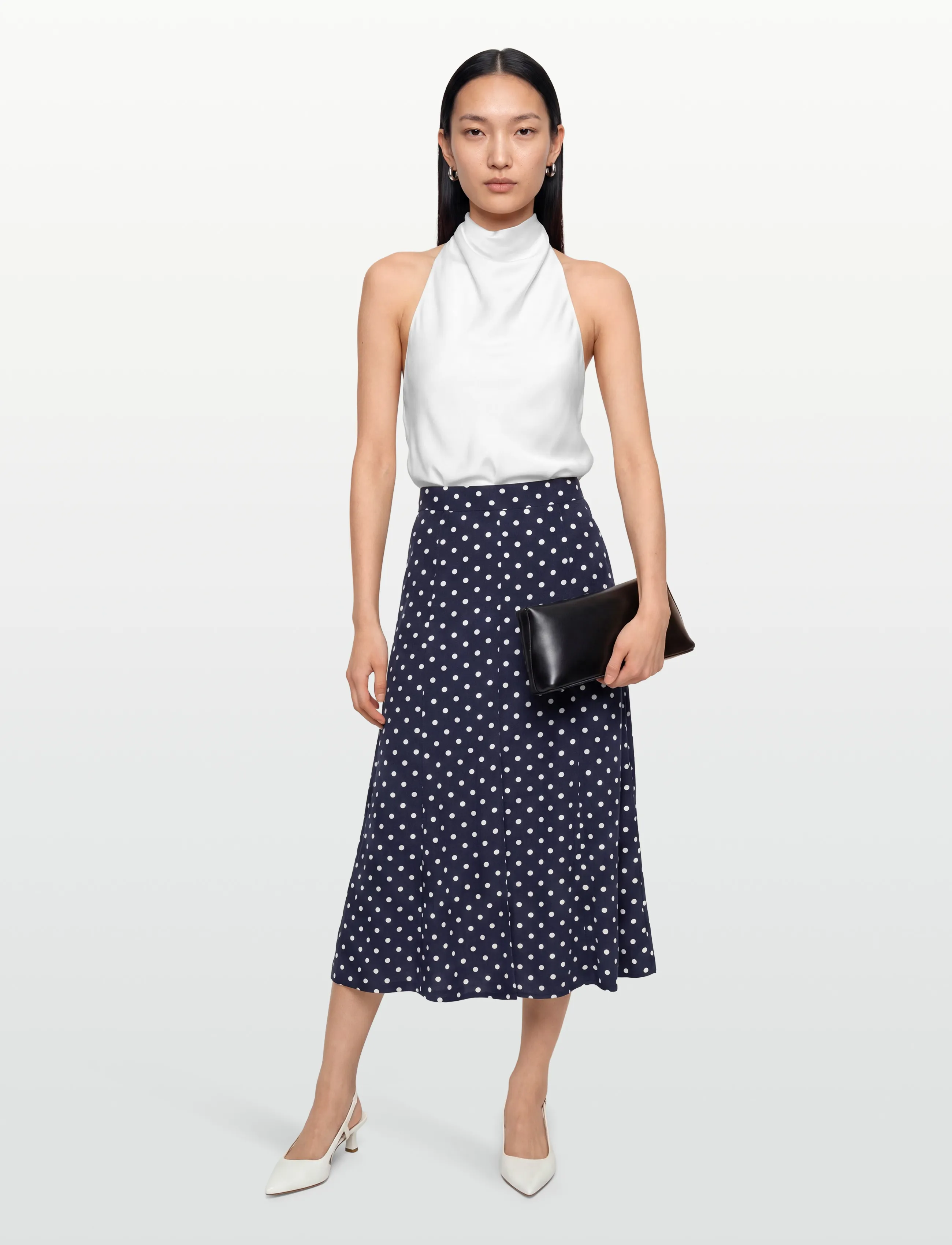 FREE/QUENT FQLAVISCO-SKIRT - Ilgi sijonai - NAVY BLAZER W. BRILLIANT WHITE / navy