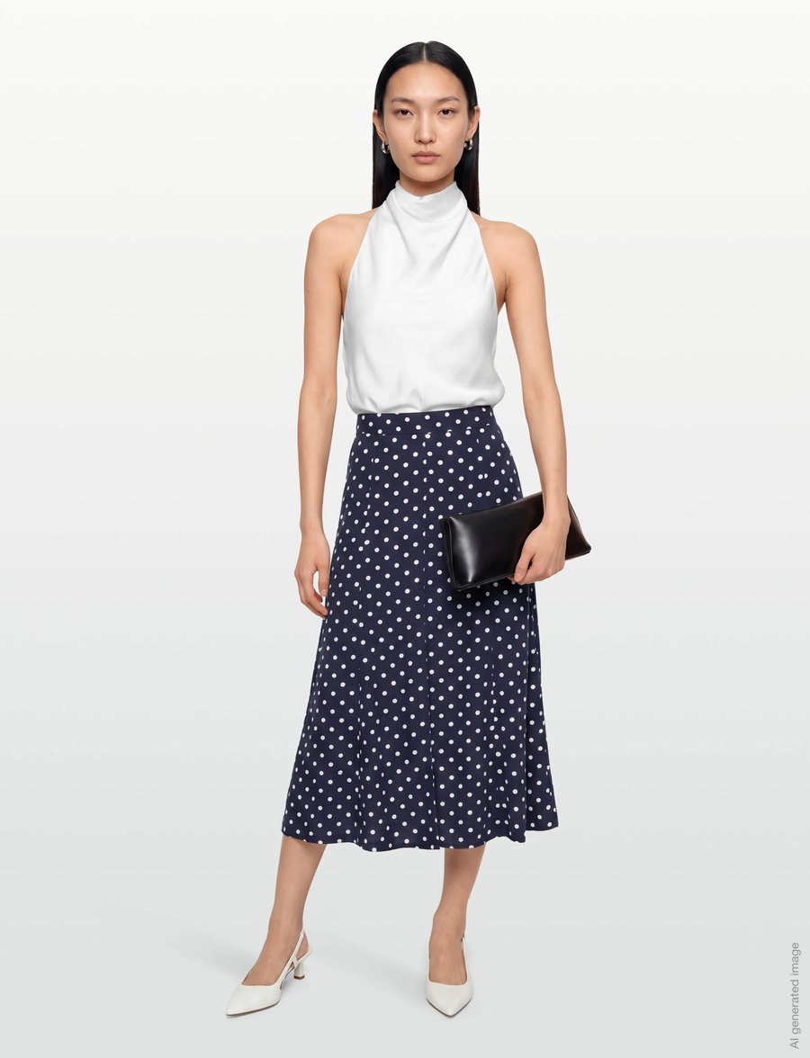 FREE/QUENT - FQLAVISCO-SKIRT - maxikjolar - navy blazer w. brilliant white - 0