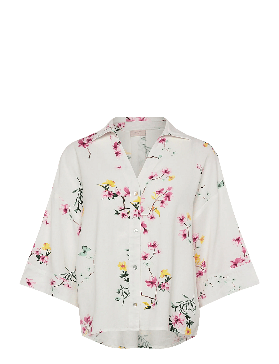 FREE/QUENT - FQLAVISCO-SHIRT - kurzärmlige hemden - star off-white w. ballerina - 0