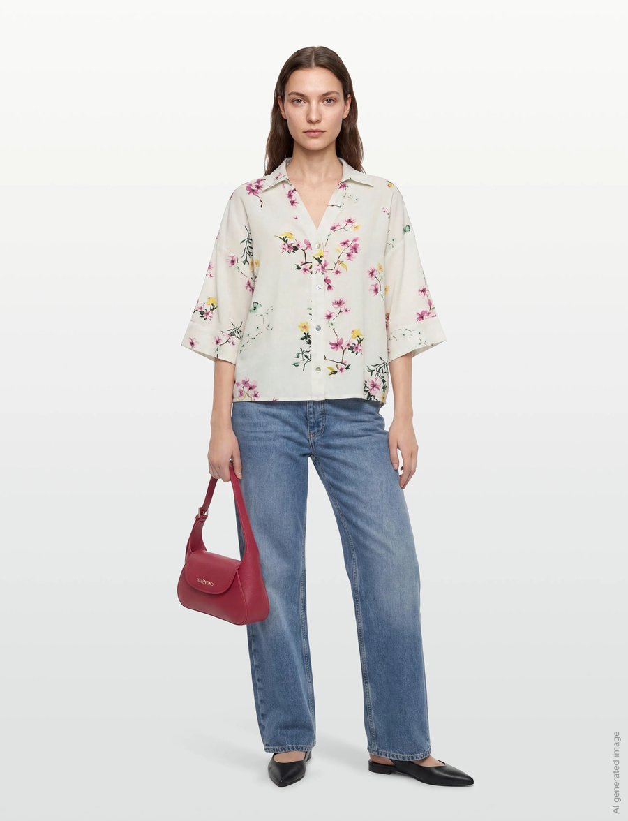 FREE/QUENT - FQLAVISCO-SHIRT - kurzärmlige hemden - star off-white w. ballerina - 0