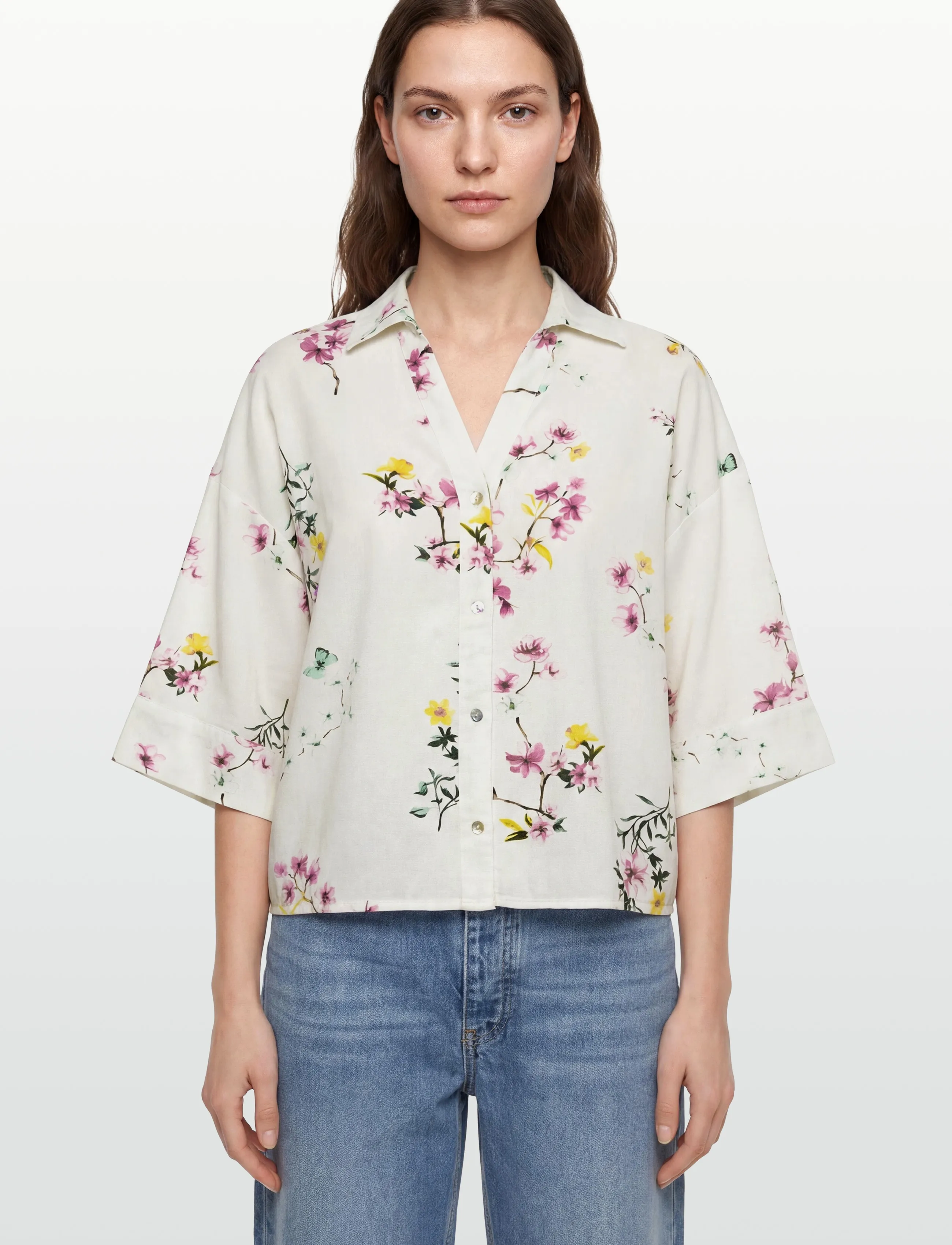 FREE/QUENT - FQLAVISCO-SHIRT - short-sleeved shirts - star off-white w. ballerina - 3