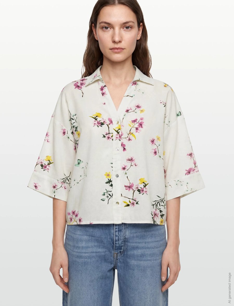 FREE/QUENT - FQLAVISCO-SHIRT - kurzärmlige hemden - star off-white w. ballerina - 3