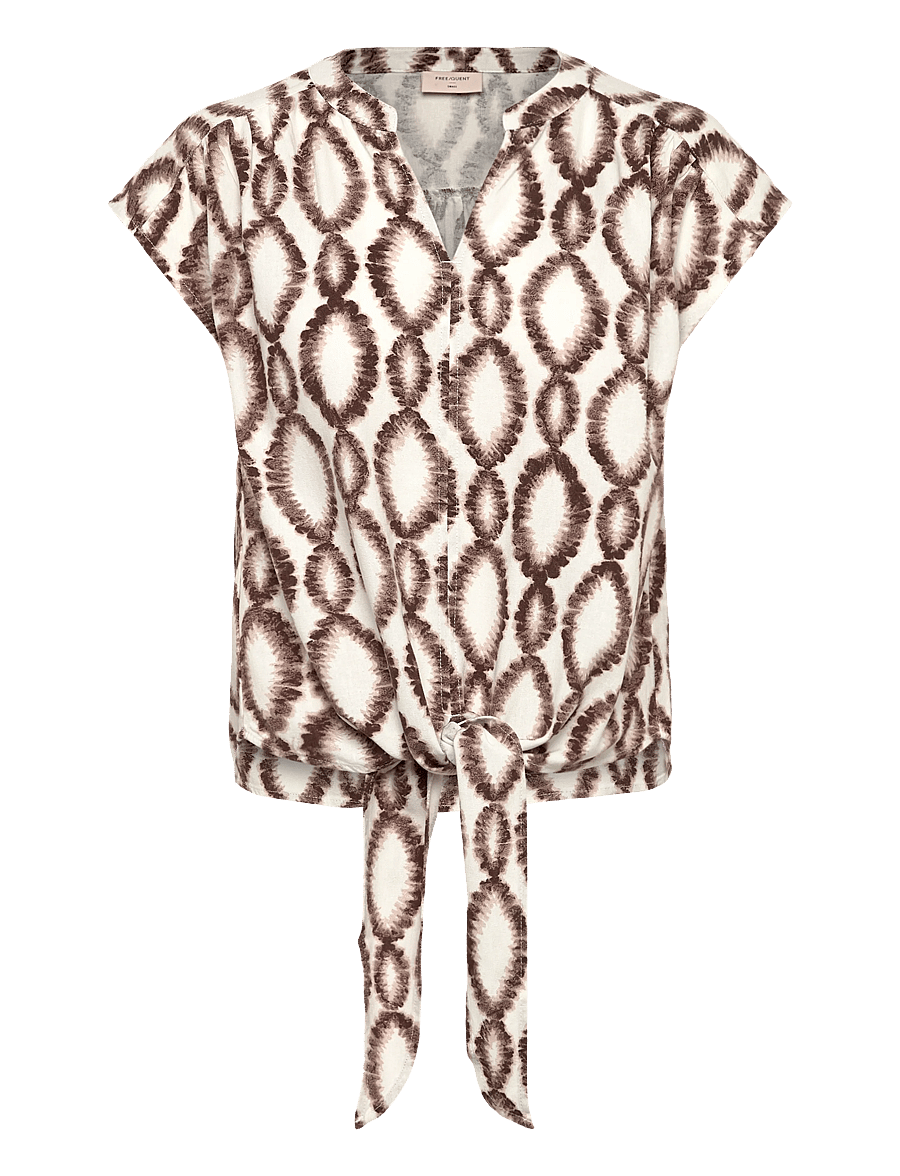 FREE/QUENT - FQLAVISCO-BLOUSE - kurzämlige blusen - brilliant white w. coffee bean - 1