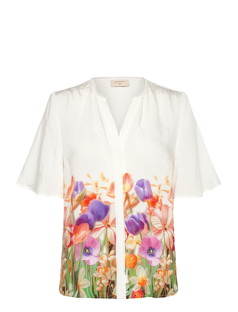 FREE/QUENT - FQMAISE-BLOUSE - kortærmede bluser - brilliant white w. ballerina - 1