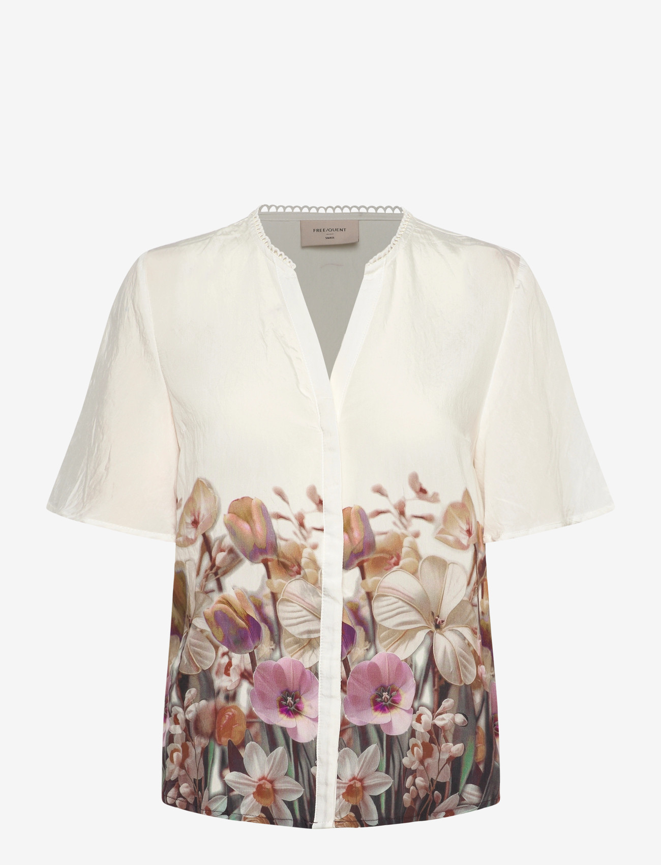 FREE/QUENT - FQMAISE-BLOUSE - kortærmede bluser - brilliant white w. silver mink - 0