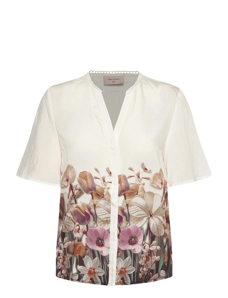 FREE/QUENT - FQMAISE-BLOUSE - kortærmede bluser - brilliant white w. silver mink - 0