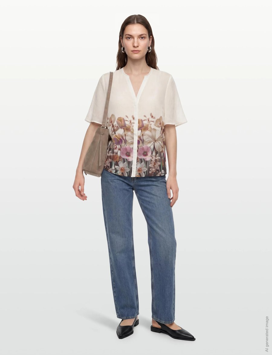 FREE/QUENT - FQMAISE-BLOUSE - kurzärmelige blusen - brilliant white w. silver mink - 0