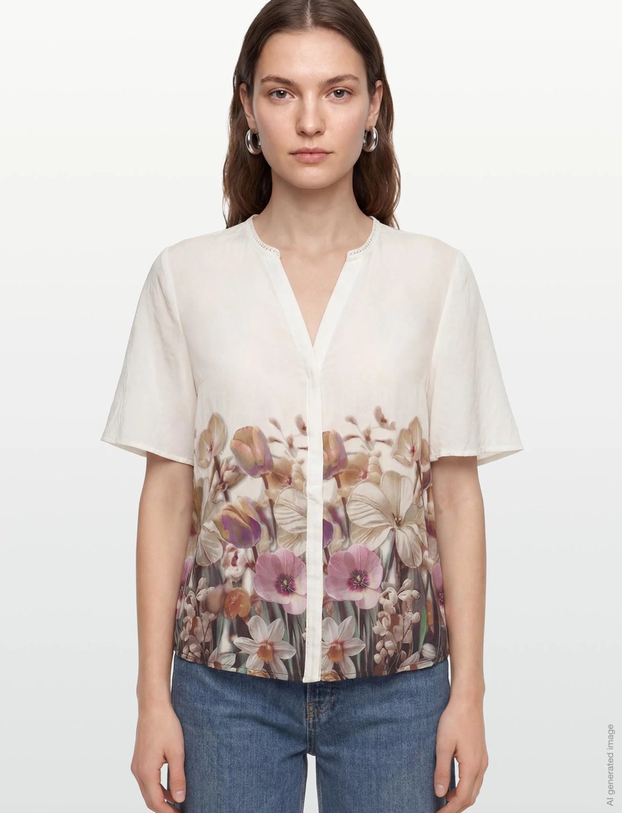 FREE/QUENT - FQMAISE-BLOUSE - kurzärmelige blusen - brilliant white w. silver mink - 3
