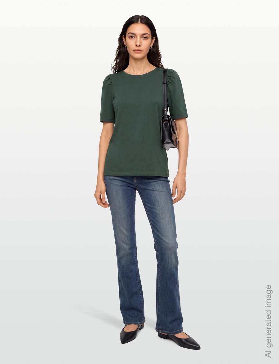 FREE/QUENT - FQFENJA-TEE-PUFF - t-shirts - deep forest - 0