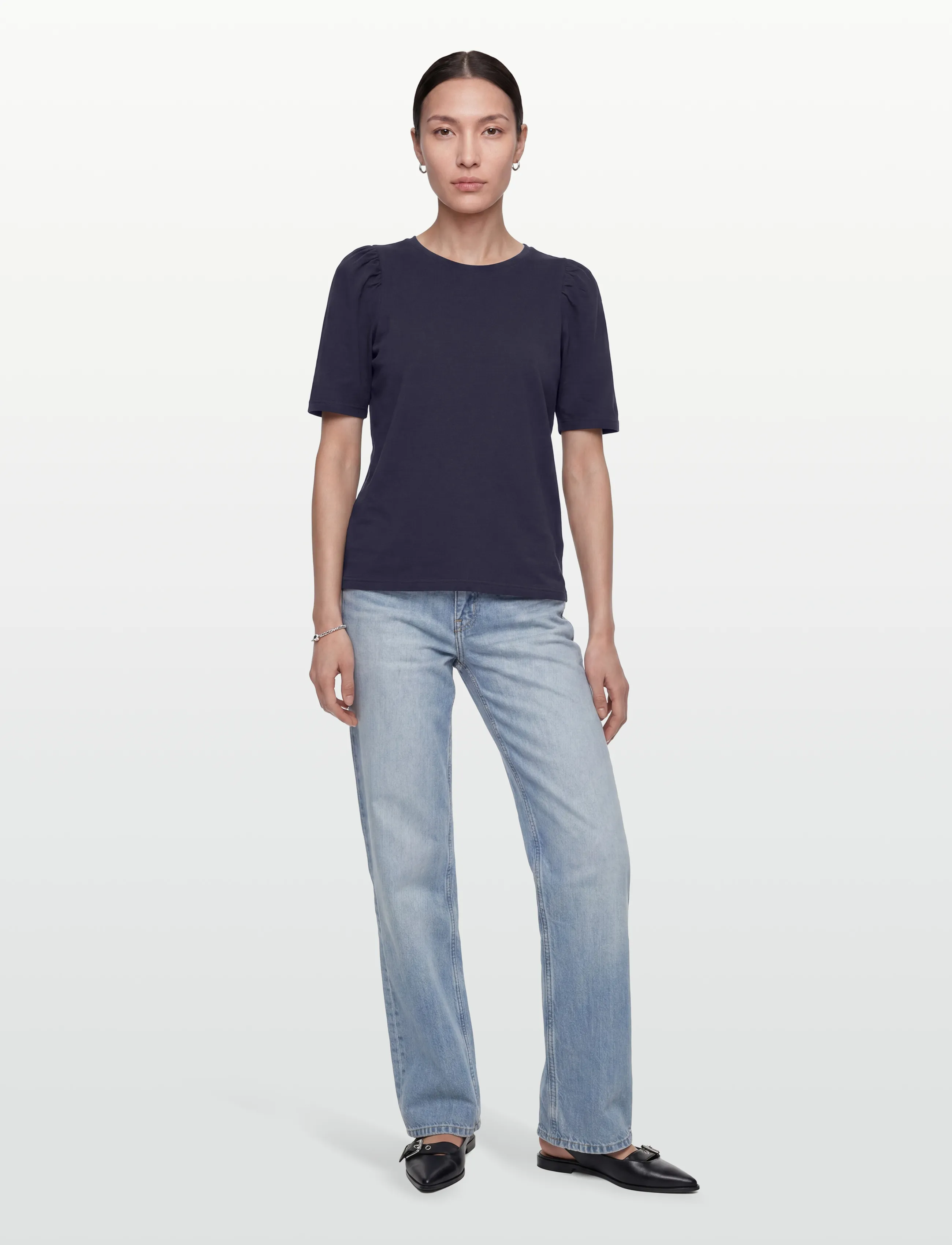 FREE/QUENT FQFENJA-TEE-PUFF - T-shirts & Toppar - NAVY BLAZER / navy