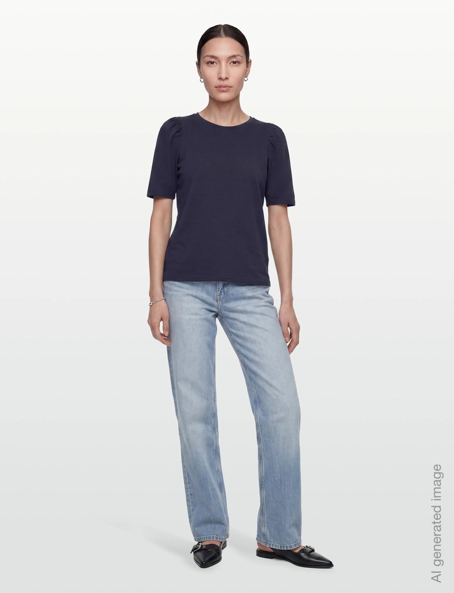 FREE/QUENT - FQFENJA-TEE-PUFF - t-shirts - navy blazer - 0
