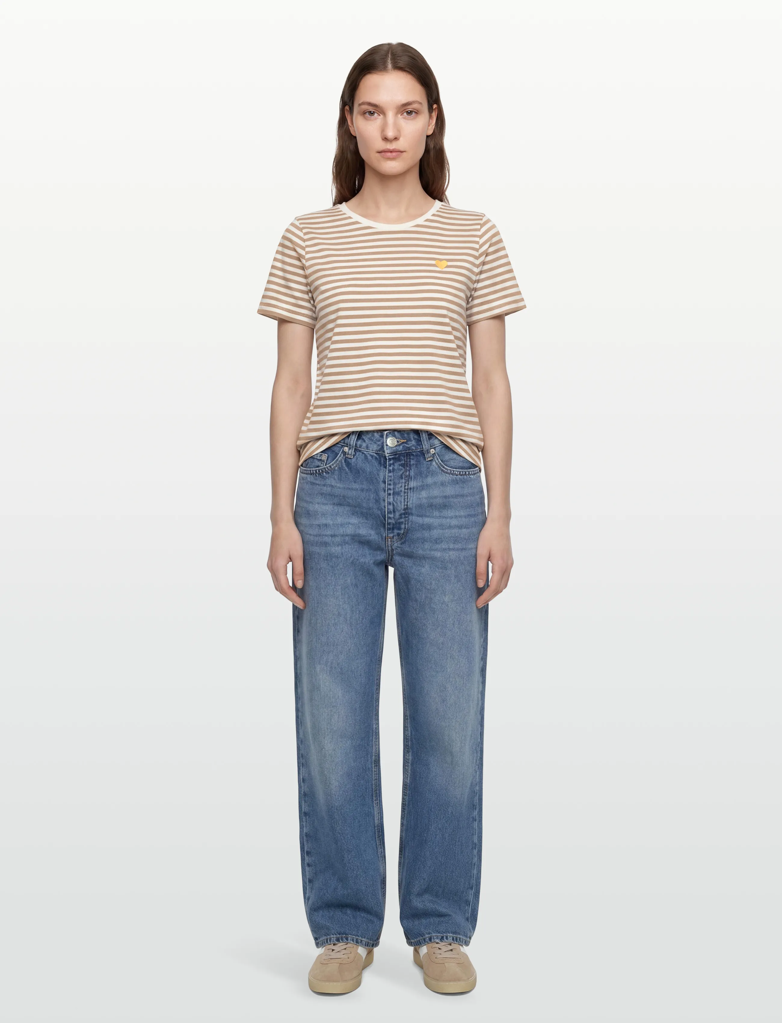 FREE/QUENT Fqmian-Tee, XS, Beige, T-Shirts & Toppe > Kortærmede, Dame