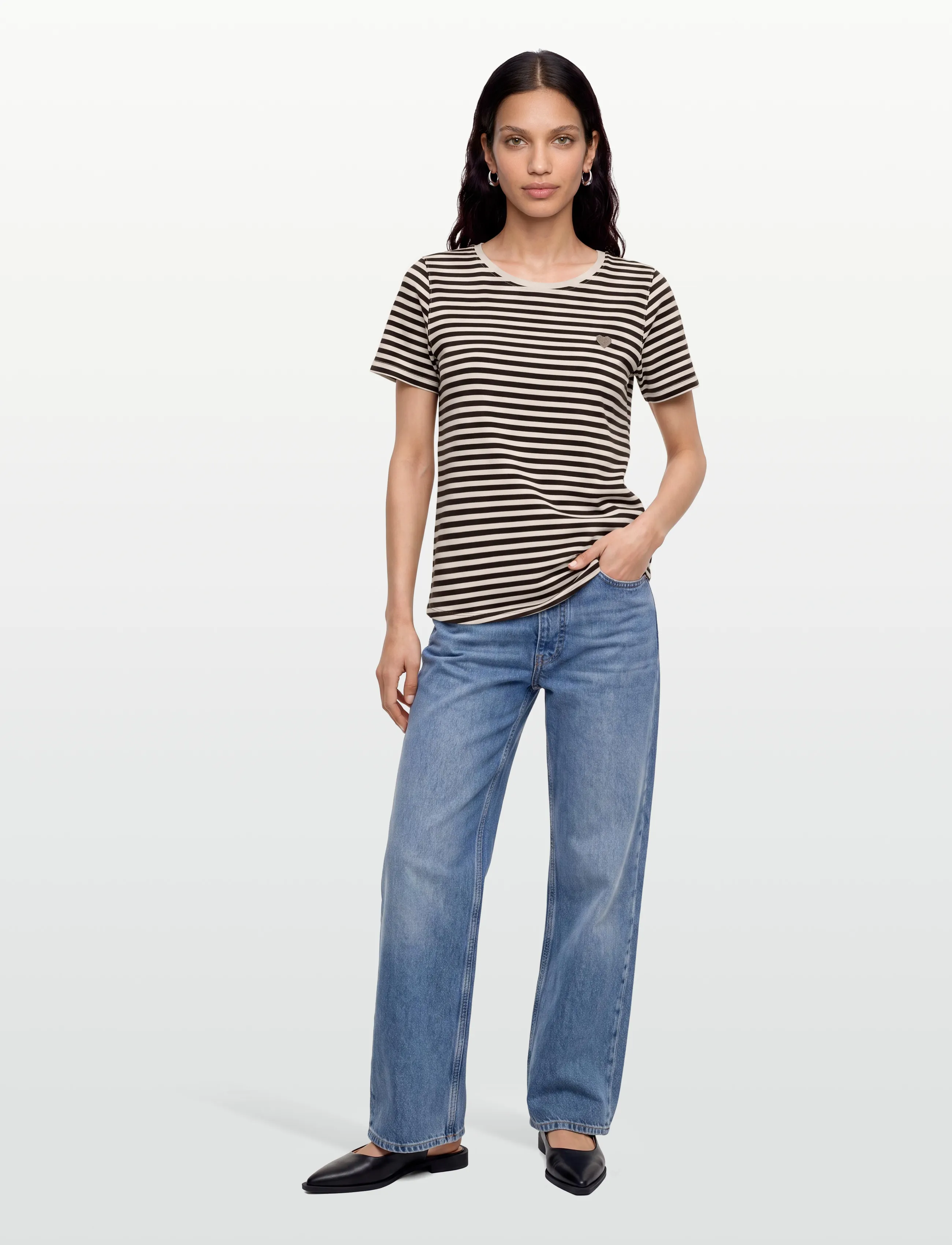 FREE/QUENT Fqmian-Tee, M, Cream, T-Shirts & Toppe > Kortærmede, Dame