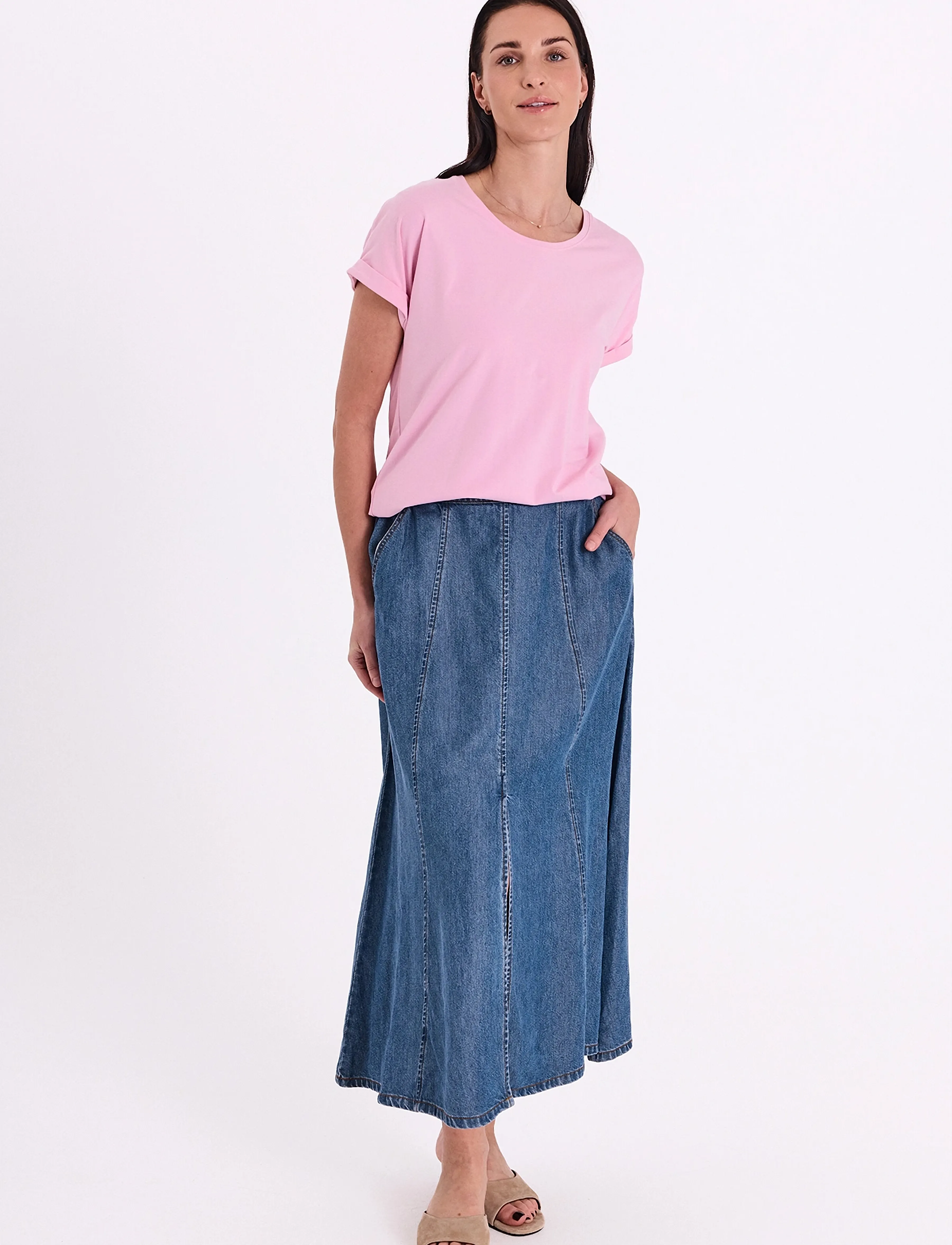 FREE/QUENT FQMILO-SKIRT - Denim skirts - MEDIUM BLUE DENIM / blue