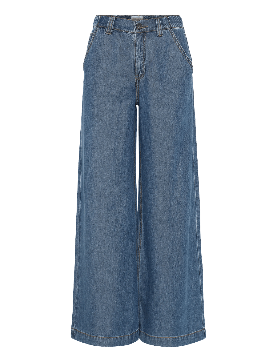 FREE/QUENT - FQMILO-PANTS - hosen mit weitem bein - medium blue denim - 1