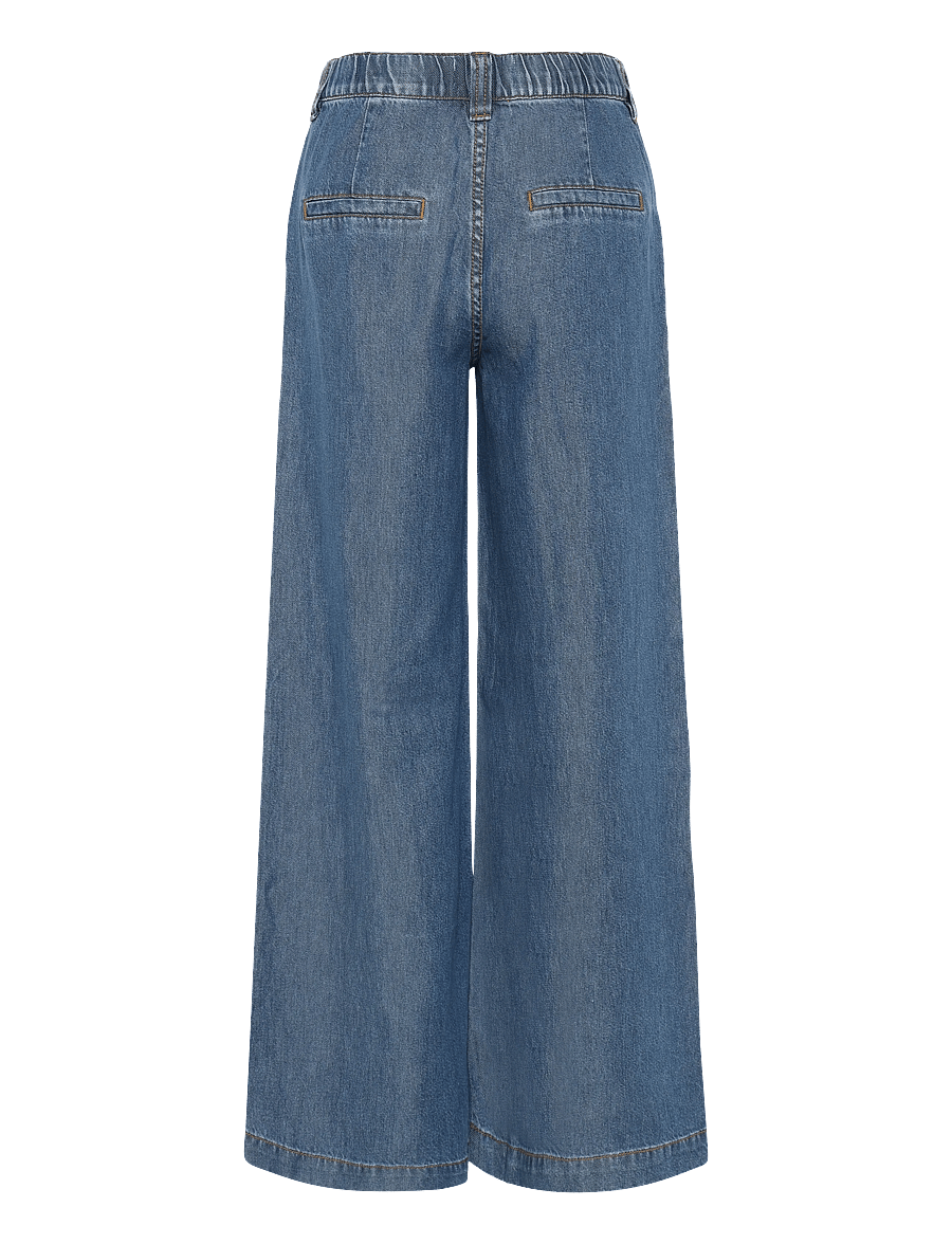 FREE/QUENT - FQMILO-PANTS - hosen mit weitem bein - medium blue denim - 2