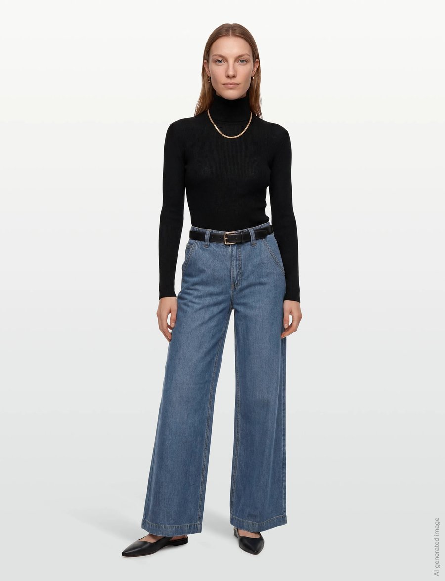 FREE/QUENT - FQMILO-PANTS - hosen mit weitem bein - medium blue denim - 0