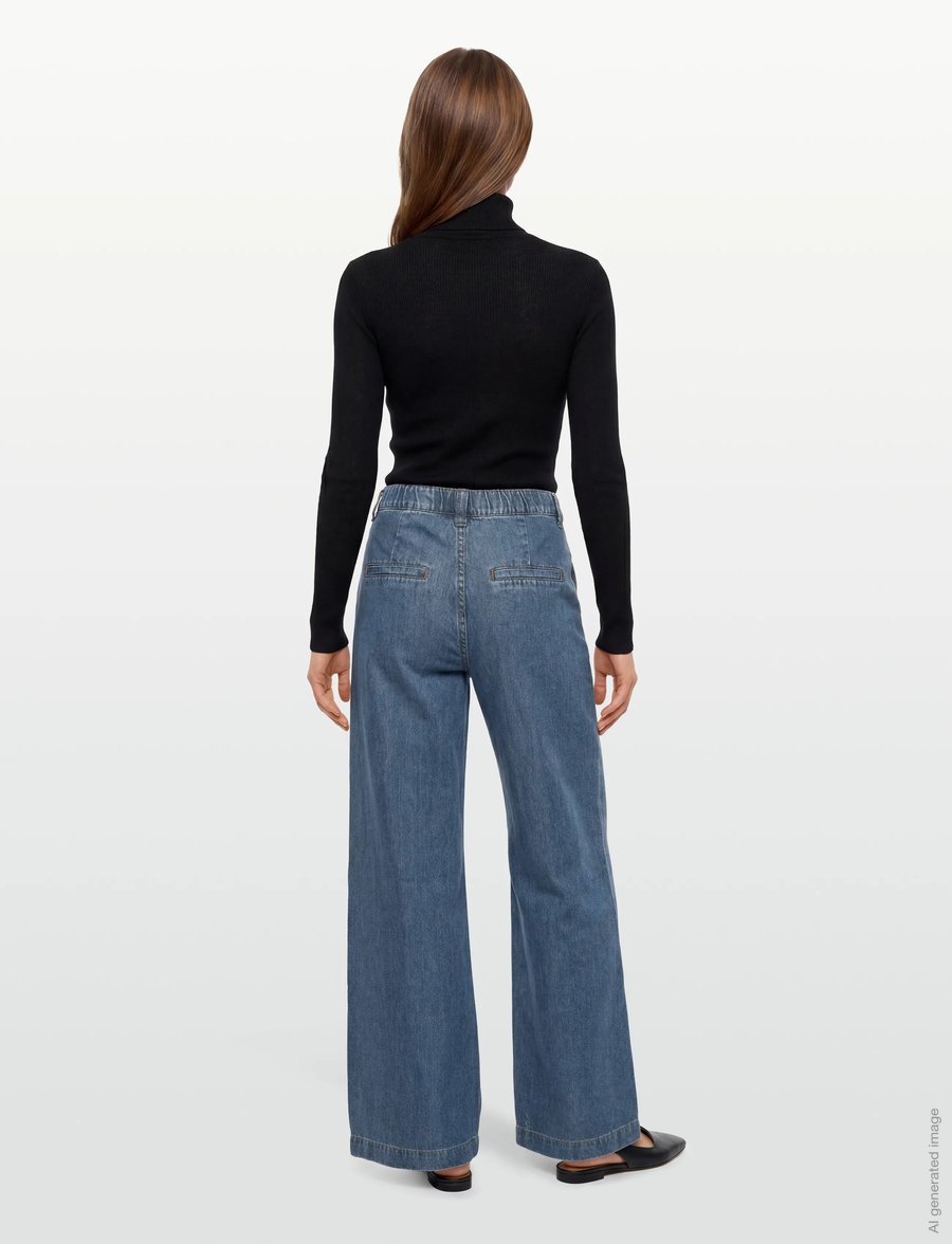 FREE/QUENT - FQMILO-PANTS - hosen mit weitem bein - medium blue denim - 4