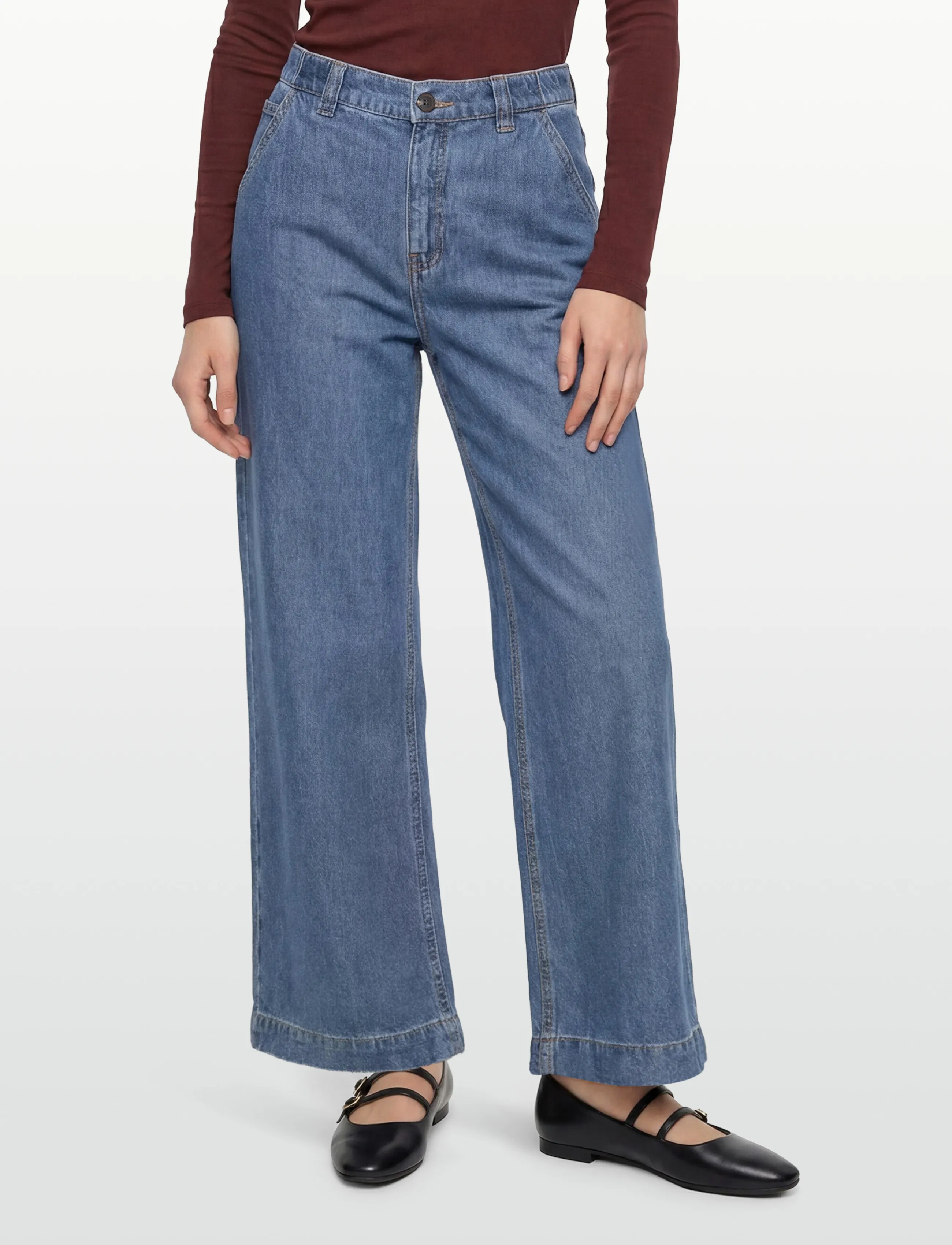 FREE/QUENT - FQMILO-PANTS - broeken met wijde pijpen - medium blue denim - 3