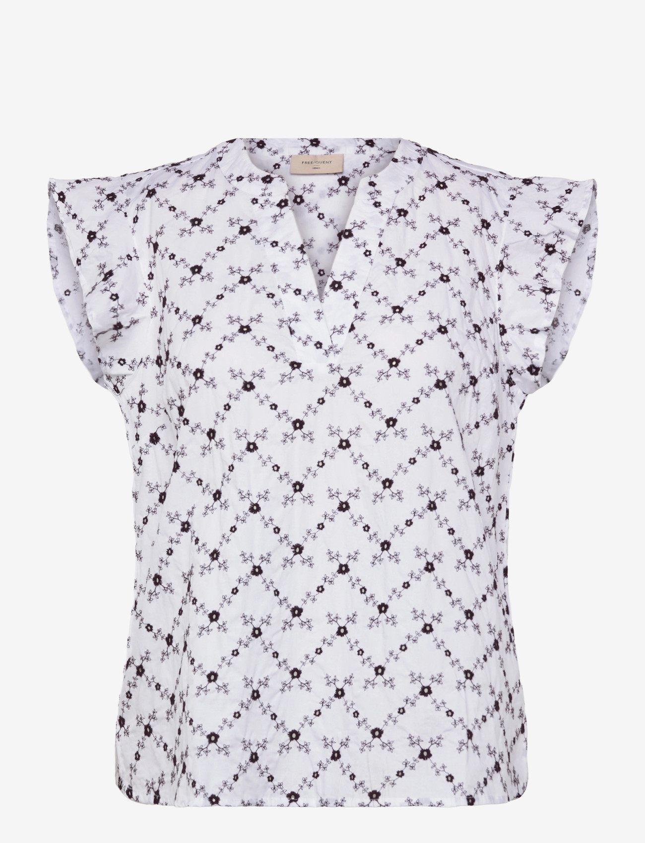 FREE/QUENT - FQALISA-BLOUSE - kortærmede bluser - brilliant white w. coffee bean - 0