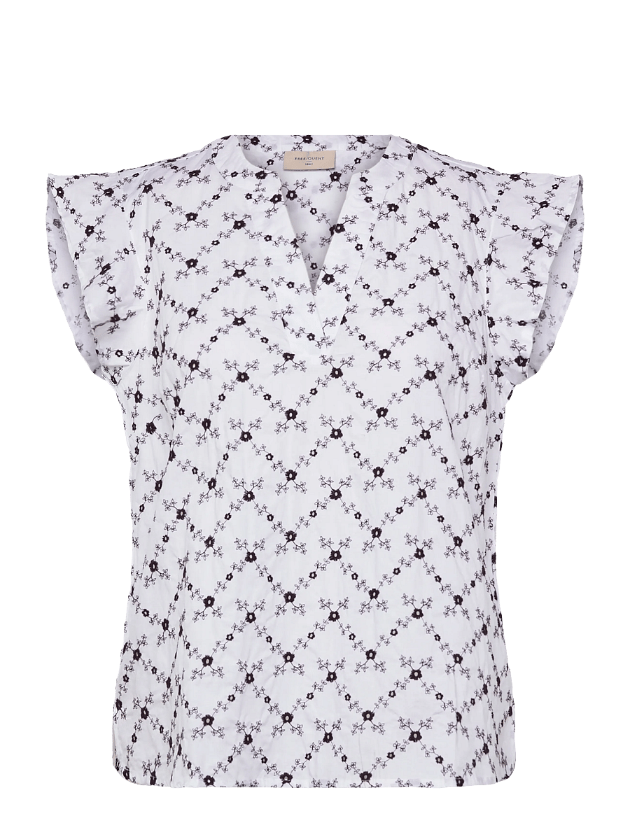 FREE/QUENT - FQALISA-BLOUSE - kortærmede bluser - brilliant white w. coffee bean - 1