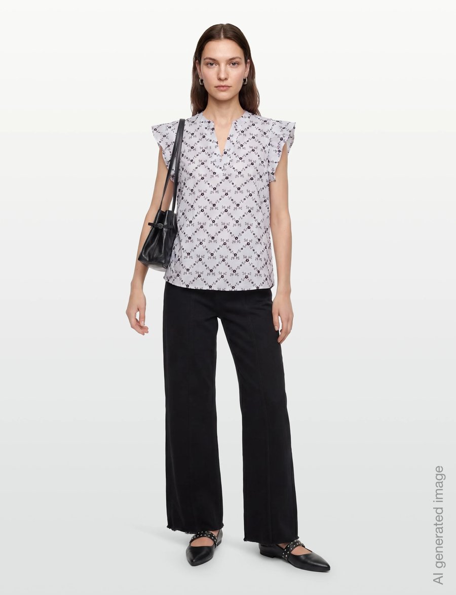 FREE/QUENT - FQALISA-BLOUSE - kortærmede bluser - brilliant white w. coffee bean - 0