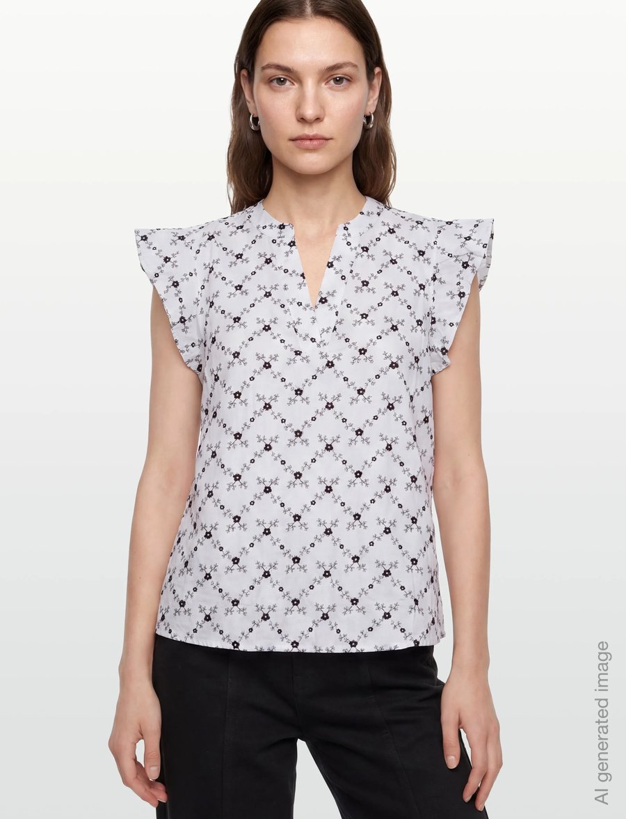 FREE/QUENT - FQALISA-BLOUSE - kortærmede bluser - brilliant white w. coffee bean - 3