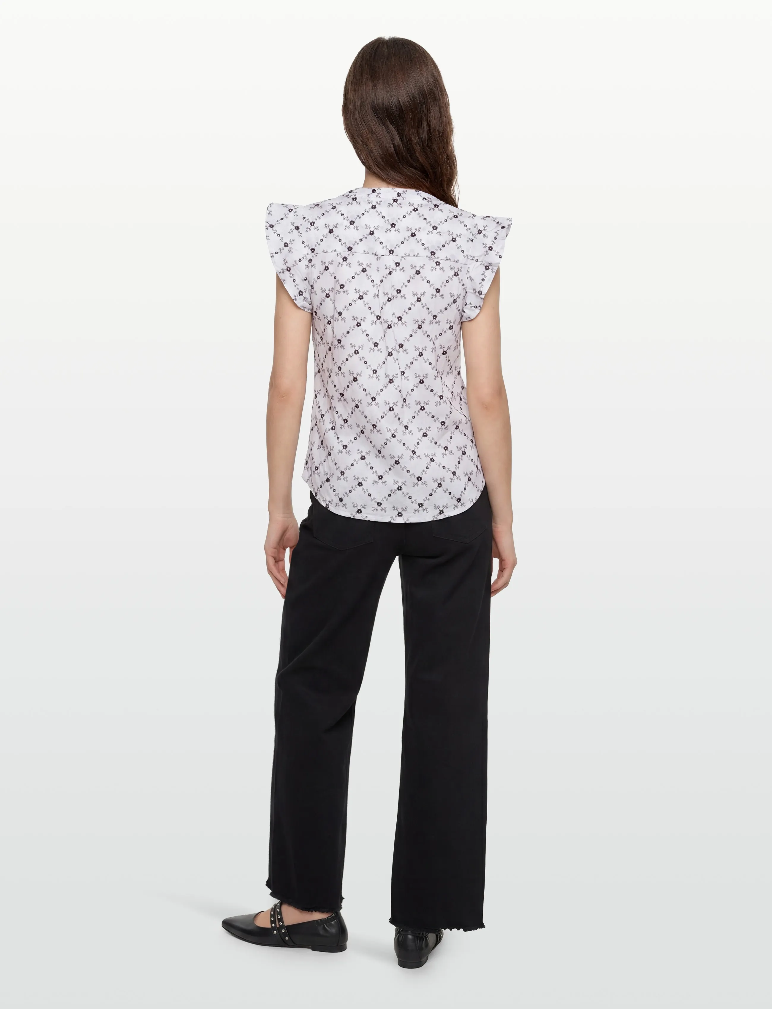 FREE/QUENT - FQALISA-BLOUSE - short-sleeved blouses - brilliant white w. coffee bean - 4