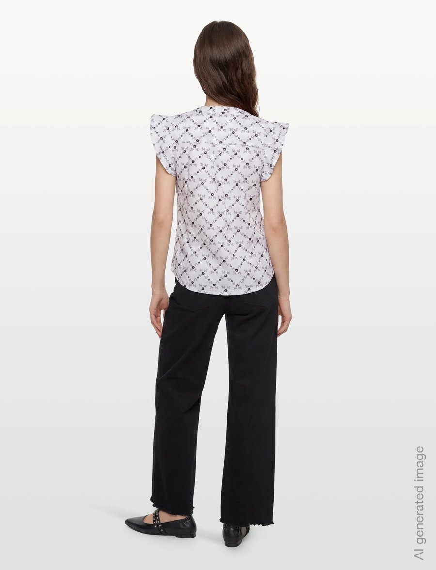 FREE/QUENT - FQALISA-BLOUSE - kortærmede bluser - brilliant white w. coffee bean - 4