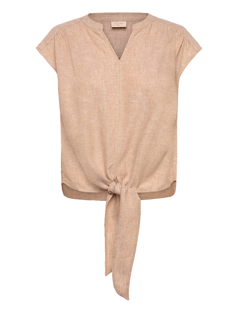 FREE/QUENT - FQLAVISCO-BLOUSE - kurzämlige blusen - sand melange - 0