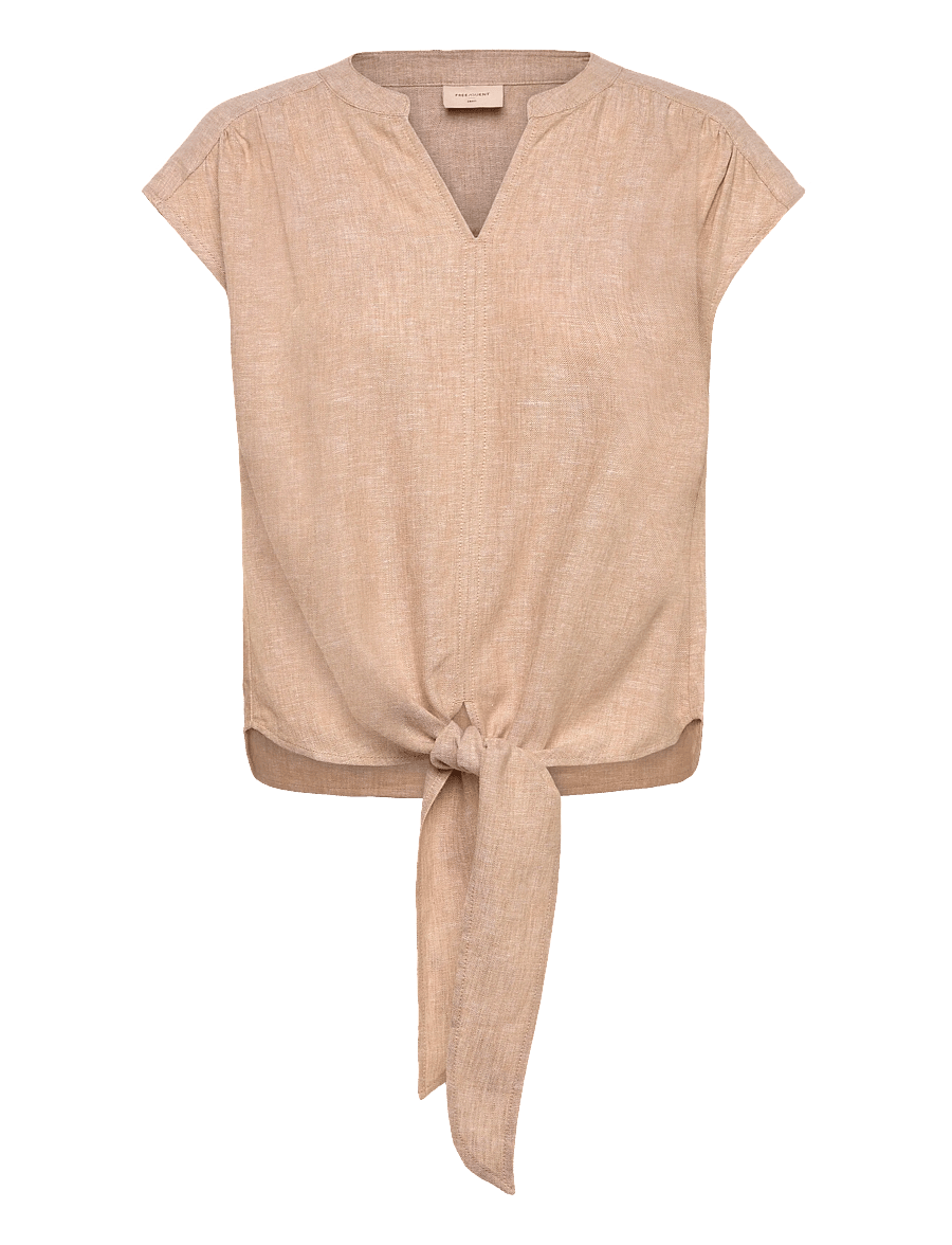 FREE/QUENT - FQLAVISCO-BLOUSE - kurzärmelige blusen - sand melange - 0