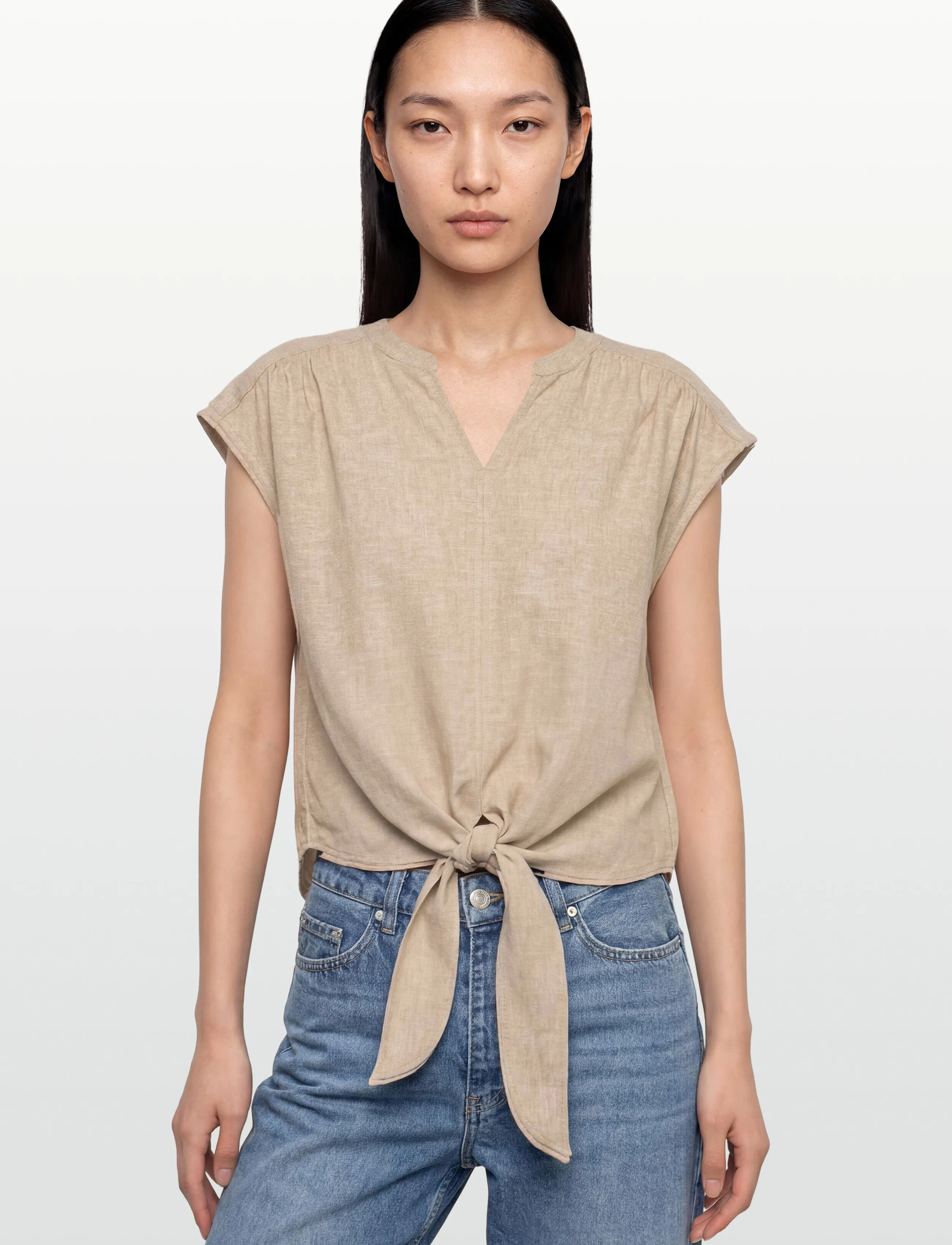 FREE/QUENT - FQLAVISCO-BLOUSE - kortærmede bluser - sand melange - 3