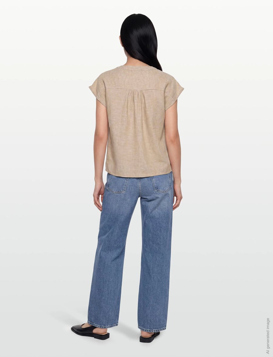 FREE/QUENT - FQLAVISCO-BLOUSE - kurzärmelige blusen - sand melange - 4