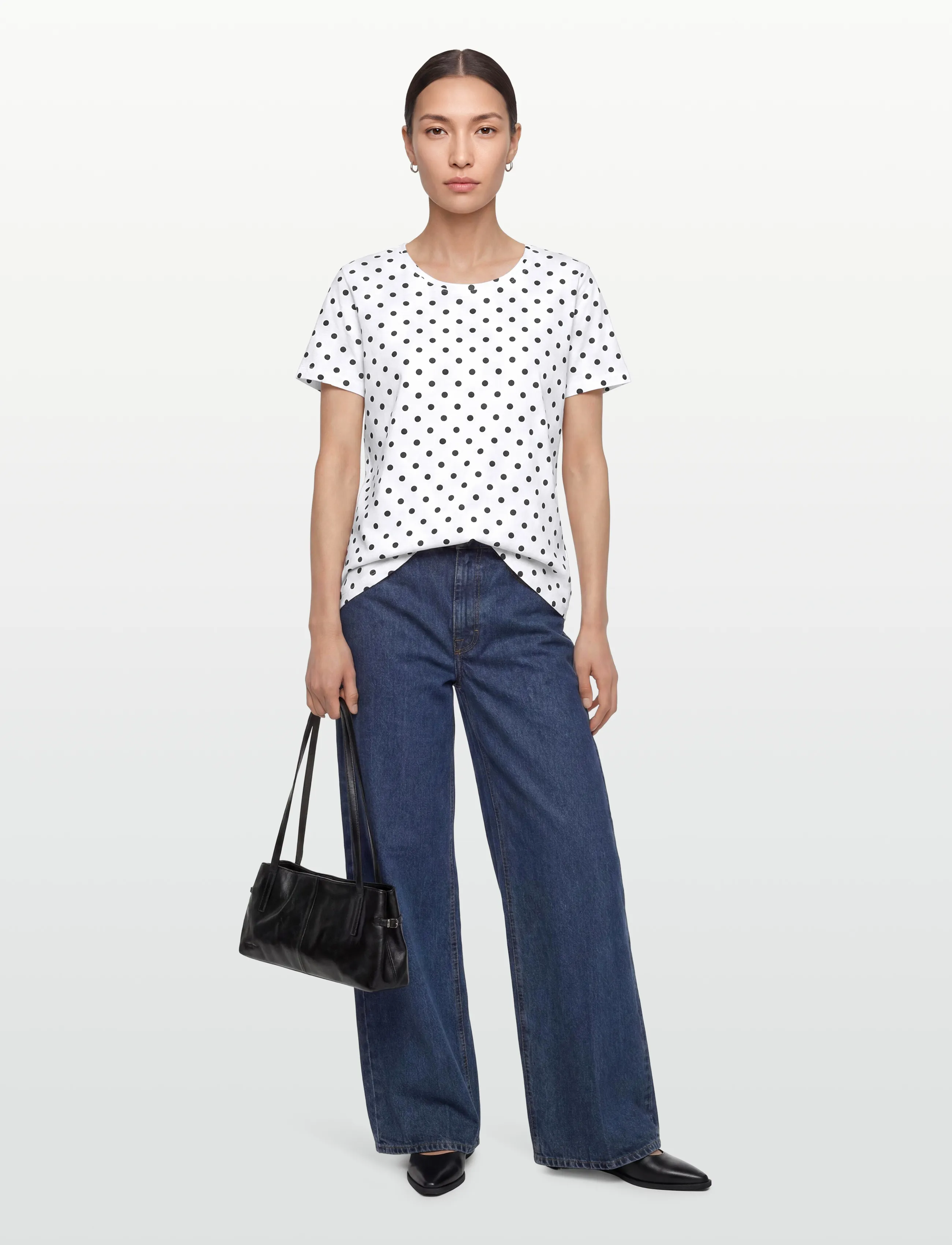 FREE/QUENT Fqviva-Tee, Kvinder, Prikket T-Shirt, Hvid, Str: XS