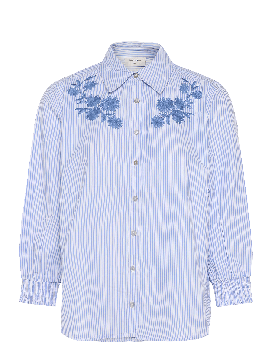 FREE/QUENT - FQESEVALINA-SHIRT - langärmlige hemden - star off-white w. della r blue - 0