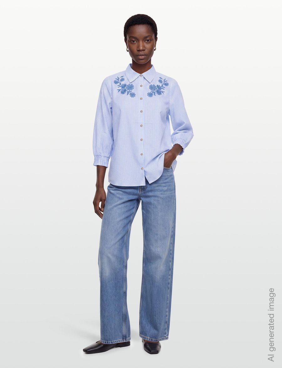 FREE/QUENT - FQESEVALINA-SHIRT - långärmade skjortor - star off-white w. della r blue - 0